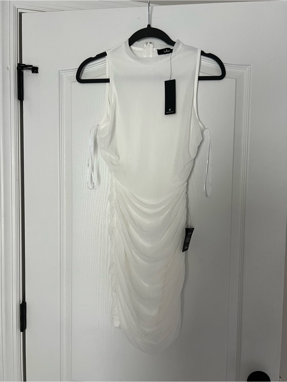 Lulu's White Sleeveless Ruched Midi Dress - NWT